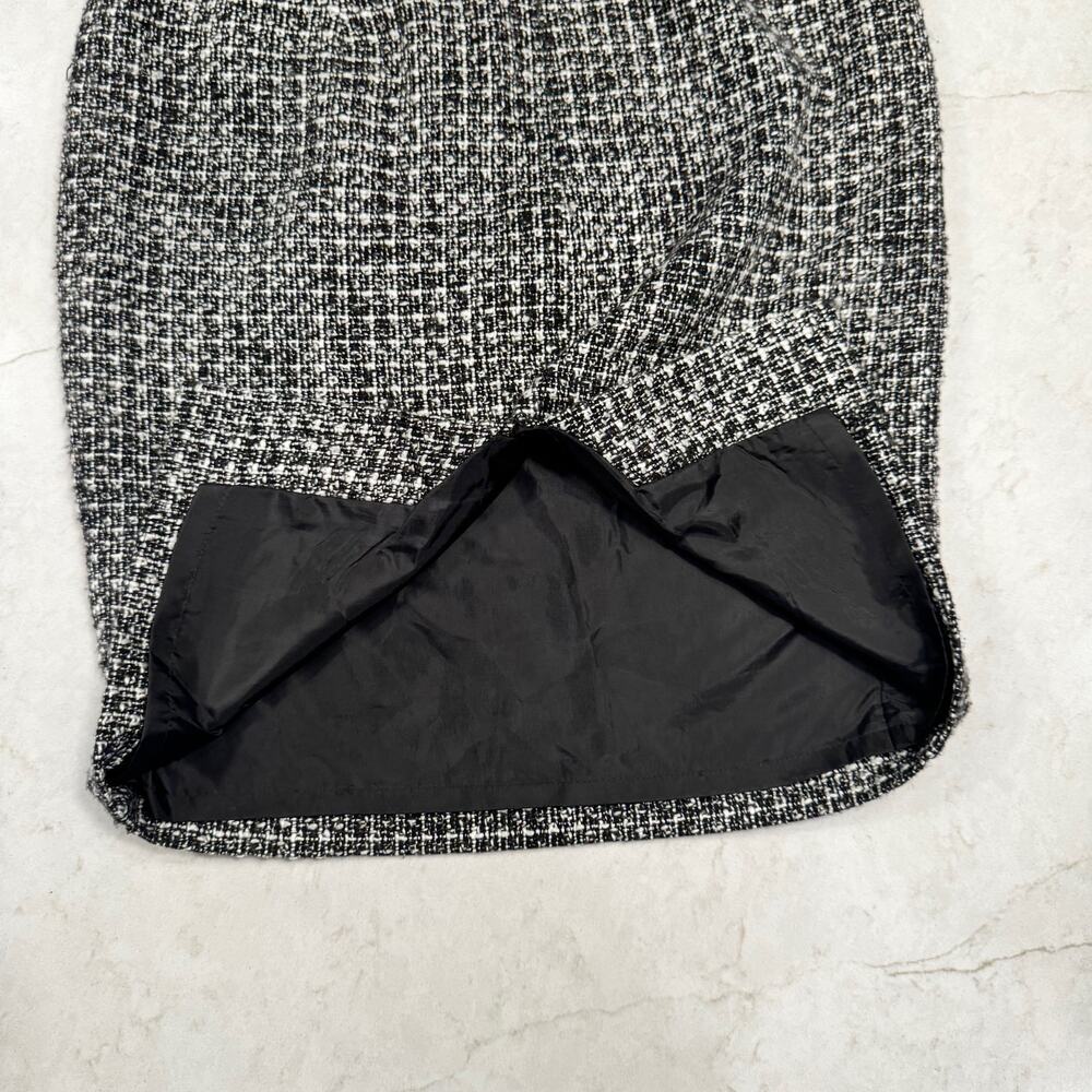 Worthington Black & White Tweed Pencil Skirt Women's 2 Back Slit Preppy Office - Picture 9 of 15